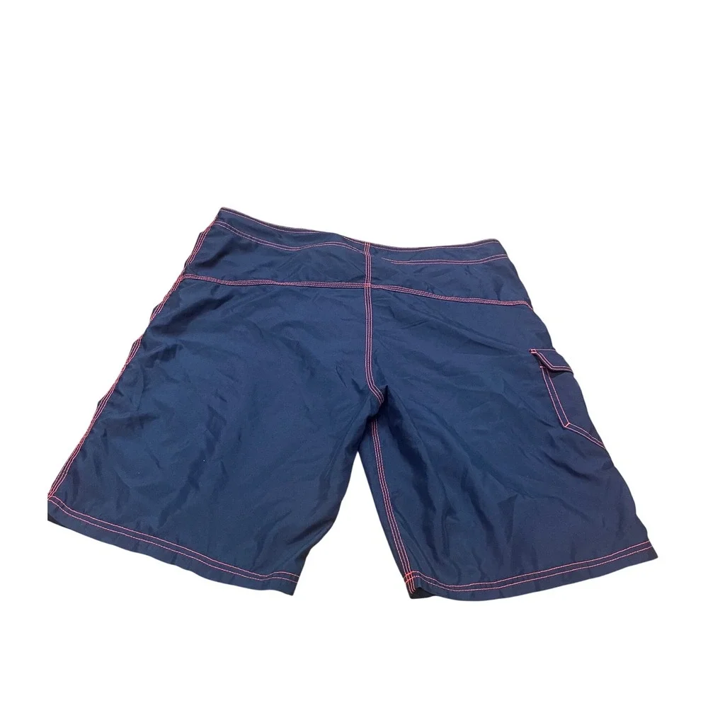 Hurley Mens Navy Blue Orange Contrast Stitch Board Shorts Cargo‎ Pocket Size 38